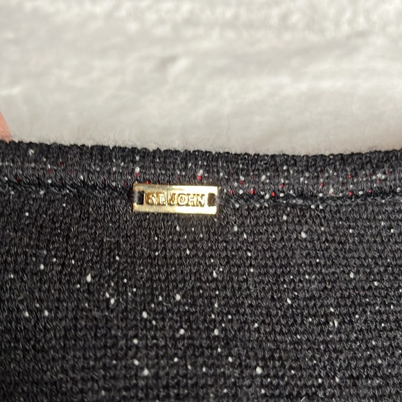 St. John Sport Madison Red Multi women’s size P beaded scoop neck black sweater - Picture 11 of 16